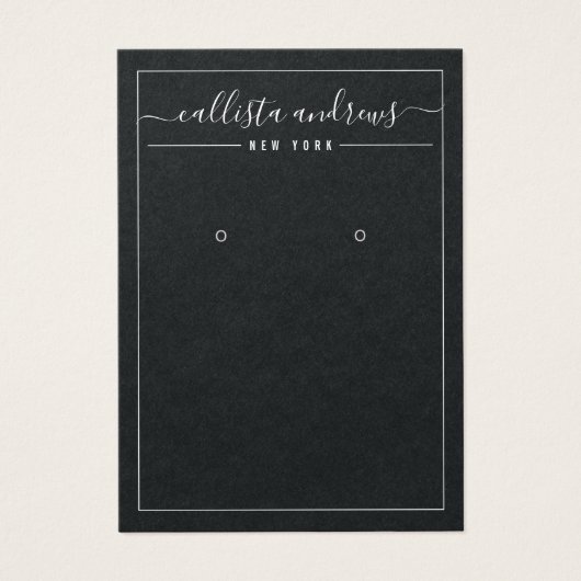 Carte d'affichage Cursive de papier noir simple (Devant)