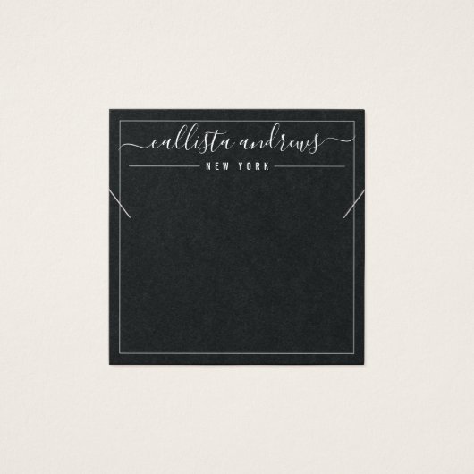 Carte d'affichage Cursive en papier noir simple (Devant)