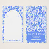 Carte d'affichage de bijoux à arche florale bleu (Devant & derrière)