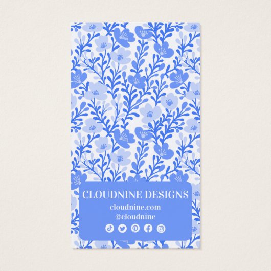 Carte d'affichage de bijoux à arche florale bleu (Dos)