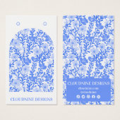 Carte d'affichage de bijoux à arche florale bleu (Devant & derrière)