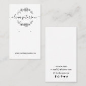 Carte d'affichage de bijoux Black White Floral (Devant / Derrière)