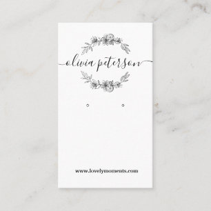 Carte d'affichage de bijoux Black White Floral