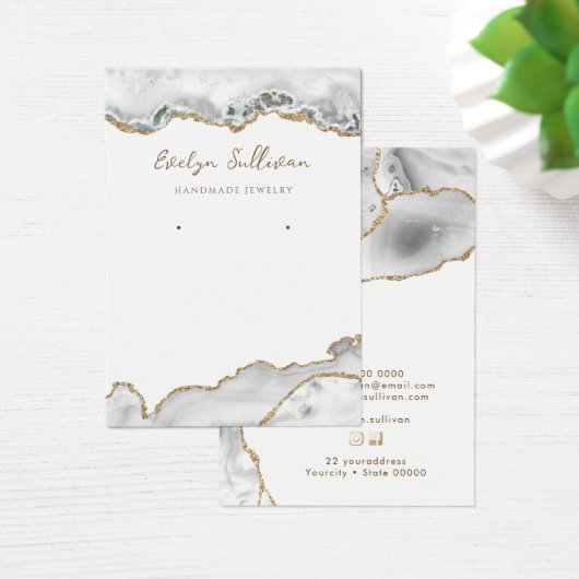 Carte d'affichage de bijoux en agate blanc (Bureau)
