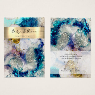 Carte d'affichage de bijoux en or bleu parties sci