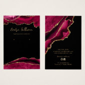 Carte d'affichage de bijoux magenta et or agate (Devant & derrière)