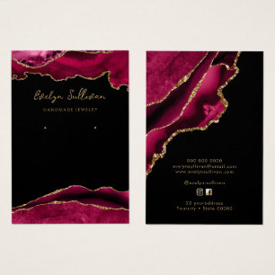 Carte d'affichage de bijoux magenta et or agate