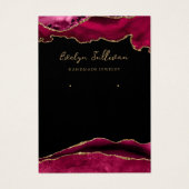 Carte d'affichage de bijoux magenta et or agate (Devant)