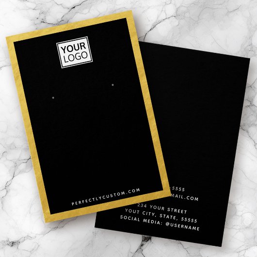Carte d'affichage de bordure en or faux logo perso