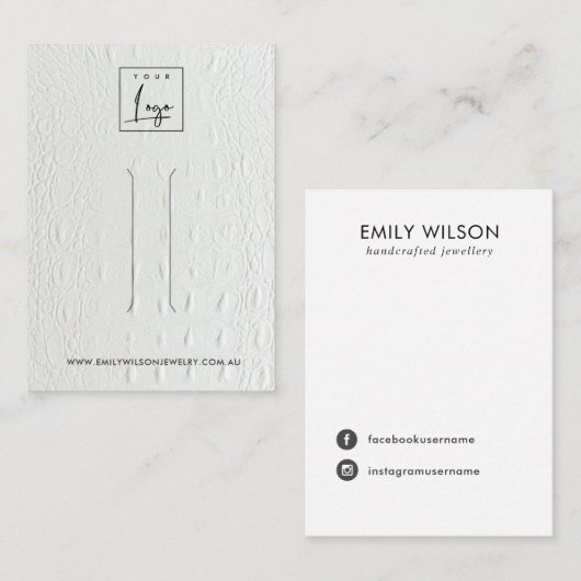 CARTE D'AFFICHAGE DE CLIP EN CUIR BLANC (Devant / Derrière)