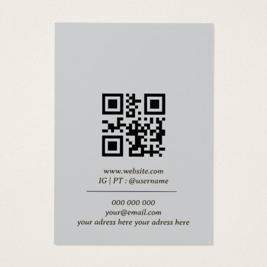 Carte d'affichage de code QR doré gris clair (Dos)