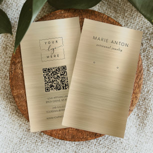 Carte d'affichage de code QR en métal brossé or