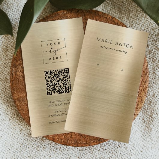 Carte d'affichage de code QR en métal brossé or