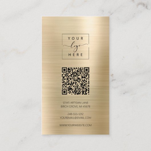 Carte d'affichage de code QR en métal brossé or (Dos)