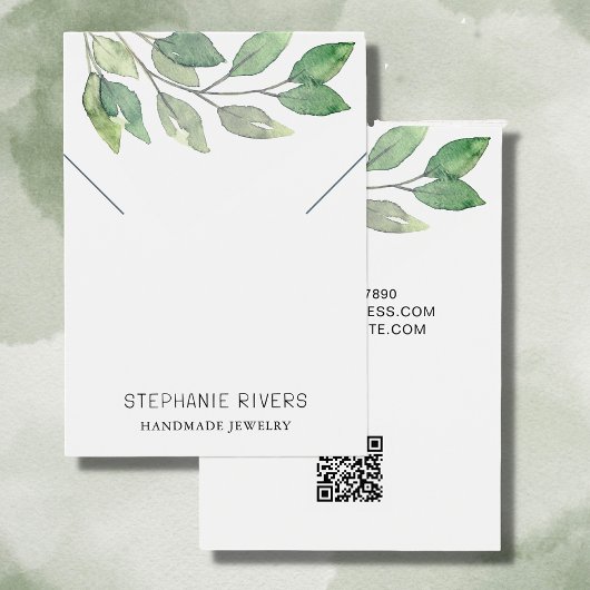 Carte d'affichage de code QR Feuille Watercolor