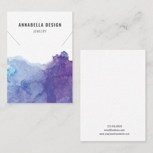 Carte d'affichage de collier •  Aquarelle en (Devant / Derrière)