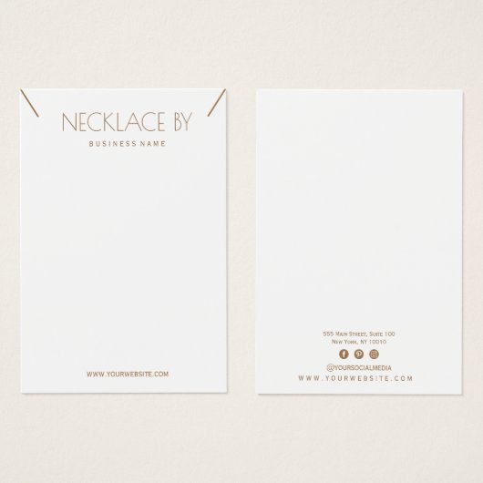Carte d'affichage de collier minimaliste (Devant & derrière)