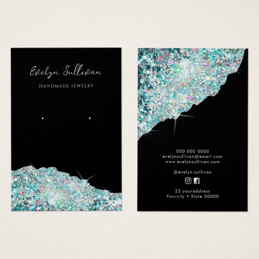 Carte d'affichage de la parties scintillant turquo (Devant & derrière)