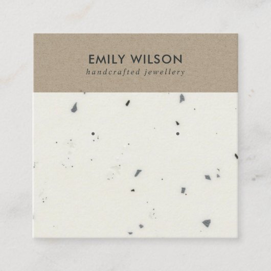 CARTE D'AFFICHAGE DE L'ÉTUDE KRAFT TERRAZZO BLANCH (Devant)