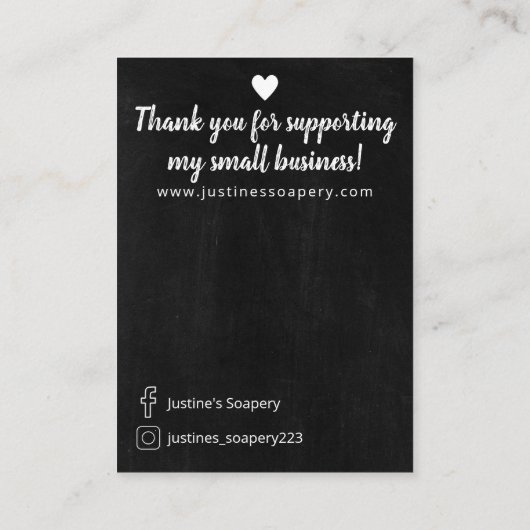 Carte d'affichage de l'exemple de savon du tableau (Dos)