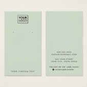 Carte d'affichage de logo personnalisé vert sauge  (Devant & derrière)