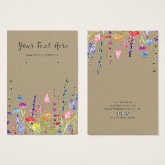 Carte d'affichage de l'oreille ・ Aquarelle Fleurs  (Devant & derrière)