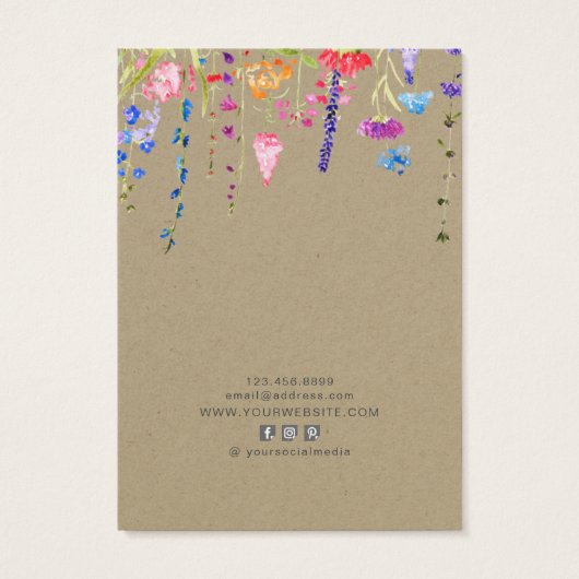 Carte d'affichage de l'oreille ・ Aquarelle Fleurs  (Dos)