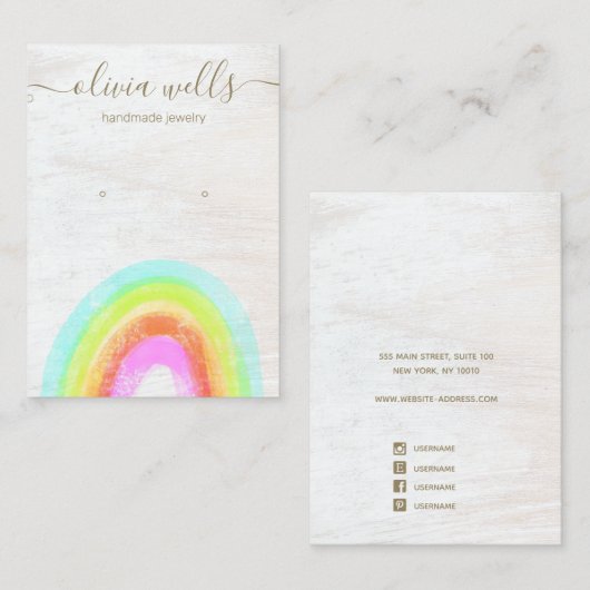 Carte d'affichage de l'oreille arc-en-ciel en blan (Devant / Derrière)