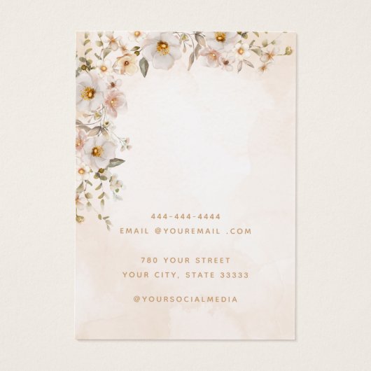 Carte d'affichage de l'oreille d'aquarelle fleurie (Dos)