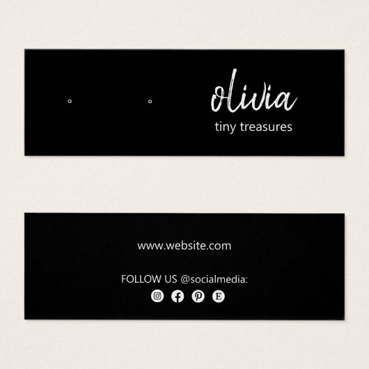 Carte d'affichage de l'oreille de script noir (Devant & derrière)