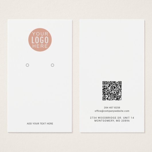 Carte d'affichage de l'oreille du code QR du logo  (Devant & derrière)