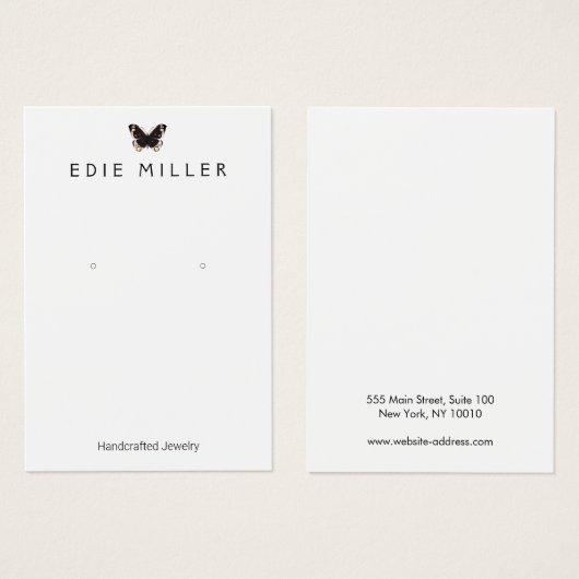 Carte d'affichage de l'oreille du papillon noir (Devant & derrière)