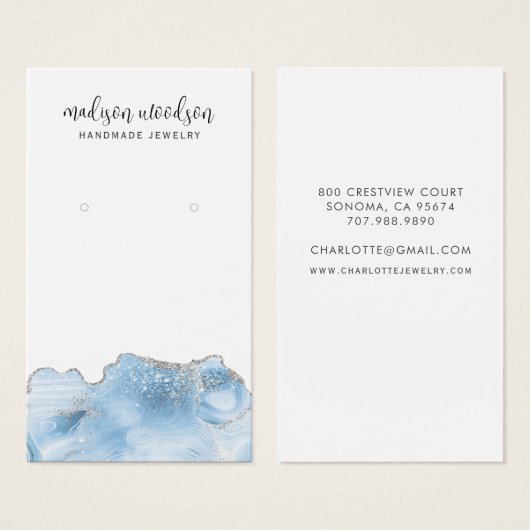 Carte d'affichage de l'oreille du script Argent Ag (Devant & derrière)