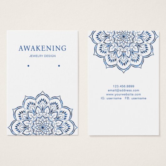 Carte d'affichage de l'oreille ・ Métallic bleu Man (Devant & derrière)