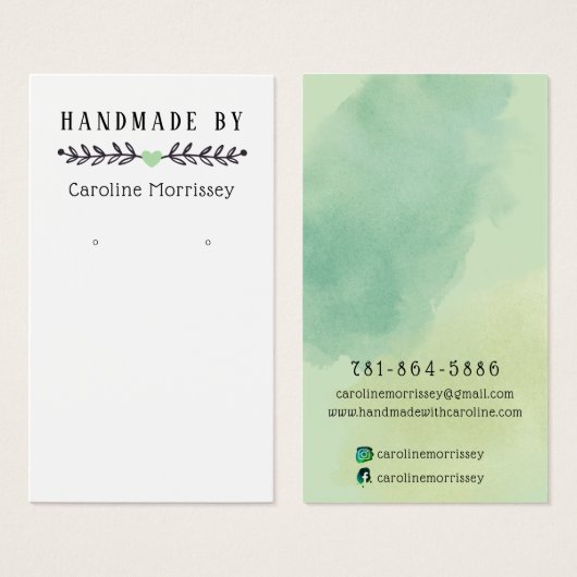 Carte d'affichage de l'oreille verte de l'aquarell (Devant & derrière)