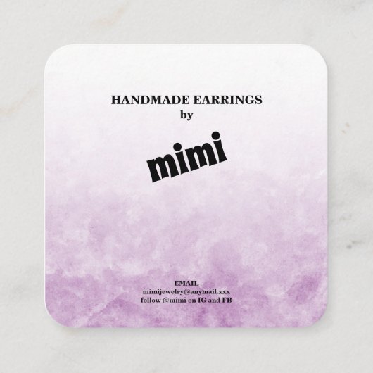 Carte d'affichage de l'oreille violette Aquarelle (Dos)