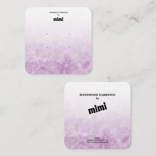 Carte d'affichage de l'oreille violette Aquarelle (Devant / Derrière)