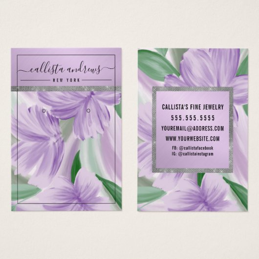 Carte d'affichage de Parties scintillant florale e (Devant & derrière)