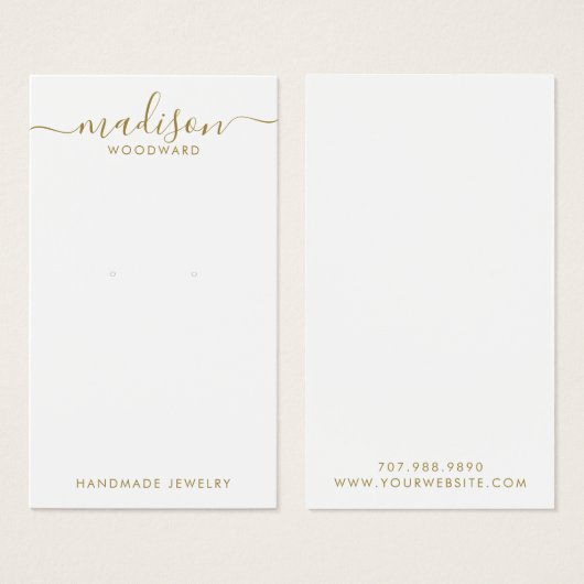 Carte d'affichage de signature or de script simple (Devant & derrière)