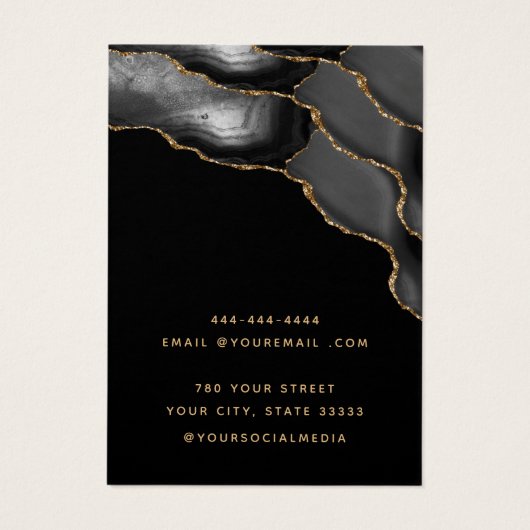 Carte d'affichage d'oreille d'agate moderne noir e (Dos)