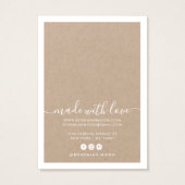 Carte d'affichage d'oreille kraft en écriture blan (Dos)