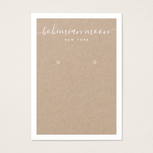 Carte d'affichage d'oreille kraft en écriture blan (Devant)