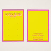 Carte d'affichage d'oreille rose et jaune clair né (Devant & derrière)