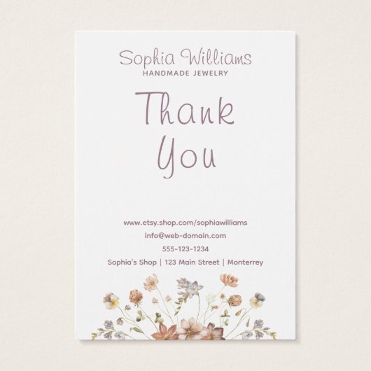 Carte d'affichage du bracelet Rustic Romantic Frie (Dos)