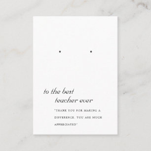 CARTE D'AFFICHAGE DU CADEAU D'ENSEIGNANT NOIR ET B