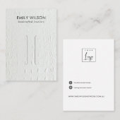 CARTE D'AFFICHAGE DU CLIP DE CHEVEUX EN CUIR BLANC (Devant / Derrière)