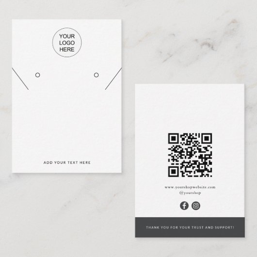 Carte d'affichage du code QR moderne (Devant / Derrière)