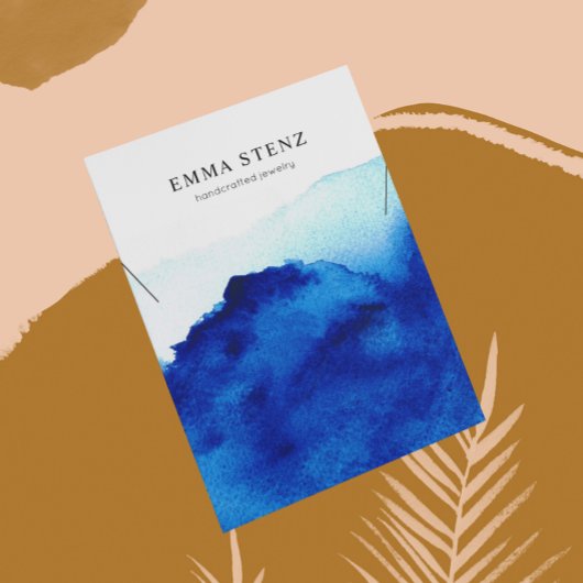 Carte d'affichage du collier ・ Aquarelle Indigo Bl