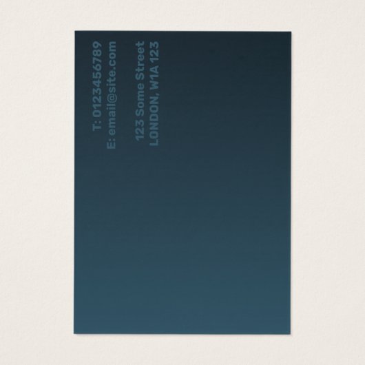 Carte d'affichage du collier bleu foncé moderne (Dos)