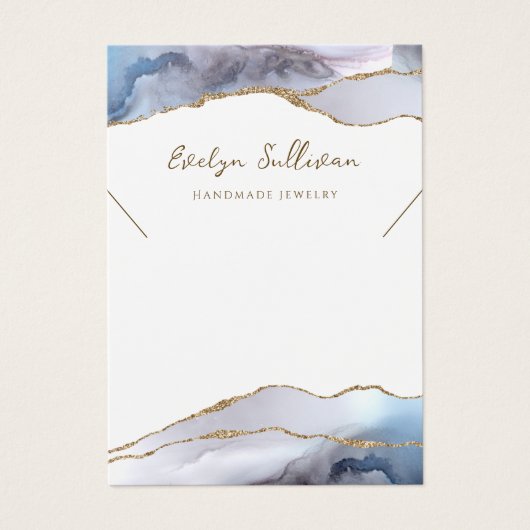 Carte d'affichage du collier d'agate bleu gris (Devant)